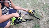 气体链锯与18V电锯要比赛，看那个是最好的工具，看了就明白了