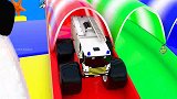 启蒙教育 3D动画儿童玩具车彩虹液体池里染色 趣味学习颜色