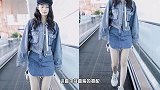 气质女神李沁的春日造型，黄色毛衣搭配牛仔裤，太美了1