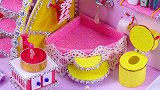 DIY微型玩偶之家浴室和卧室~美女与野兽，房间装饰，鞋子