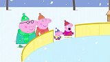 启蒙教育 3D动画小猪佩奇全家一起开心的去溜冰场滑冰