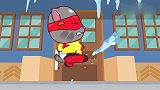 呆萌小猫咪误丢雪球和大雪怪打雪仗，让它哈化大笑真是有意思