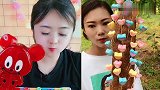 农村美女吃卡通果冻、棉花糖，各种颜色任意选，是我向往的生活