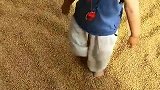 我家小宝贝大热天在外面玩小麦