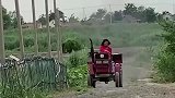 农村大妈开拖拉机回家，这气势，不知道还以为是开超跑！