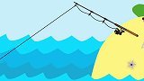 儿童卡通片：小松鼠在岛上钓鱼
