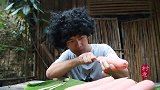 在野外，自制街边1元烤肠，一口咬下去太香了
