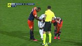 下半场补时第3分钟斯特拉斯堡球员瓦利斯黄牌