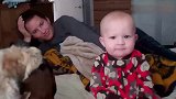 宝宝准备睡觉，狗狗跳上婴儿床陪宝宝睡，西施犬的举动太暖心了