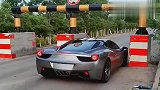 法拉利过限宽路障，一脚踩下去，你确定这是法拉利不是二手车？