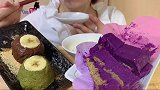 美女试吃自制紫薯蛋糕、3种香蕉团子