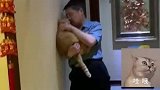 爸爸喝醉酒抓着橘猫讲道理，白猫一旁看热闹躺枪