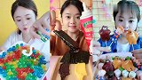 美女直播吃彩色果冻糖果，看着真过瘾，是我向往的生活