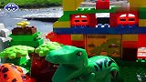 彩色积木玩具拼搭侏罗纪小恐龙游乐园