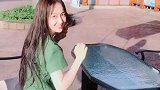 在瀑布下面淋了一场的我 夕阳下超美