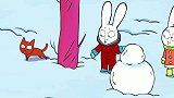超人兔：西蒙和妹子一起堆雪人，远处飞来雪球，西蒙成炮灰