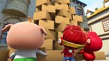 猪猪侠：小猪猪被道格欺负，在下面接箱子，结果被自己给砸了！