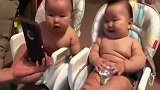 双胞胎宝宝看手机，接下来的表情，萌翻了
