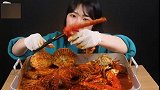 随心吃美食：吃美味香辣扇贝 鲍鱼 大虾