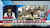 财政部：上半年全国税收总收入超五万亿