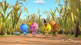 萌鸡小队：麦奇去捡食物，被鞋子吸引了，还把稻草人当游乐场！