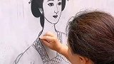 农村妇女丁春梅自制炭条墙上作，栩栩如生形神兼备
