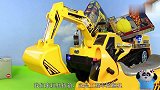 儿童挖掘机玩具展示，挖掘机铲土方车卸沙子