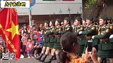 各国女兵阅兵对比，越南女兵头顶天线，中国女兵出场艳压群芳