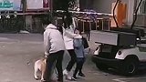烈犬挣脱狗绳扑孩子 斗牛犬 文明遛狗