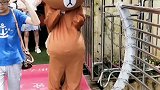 不怕玻璃桥的小熊，本想大步往前走