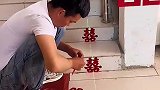这喜字贴的真直，瞄准仪都用上了