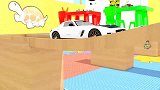 启蒙教育 3D动画玩具车环形车道里涂上颜色 趣味学习