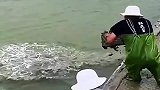 往河水里泼水泥，这是干啥