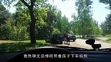 司机无意招惹野牛，牛儿却发狂冲向汽车，车差点被顶翻！