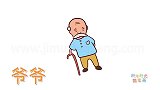 人物简笔画大全，画简单的拄着拐杖的老爷爷简笔画