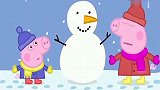 佩奇乔治堆雪人，猪妈妈夸赞：这是我见过最棒的雪人，真厉害