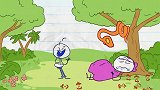 搞笑铅笔人动画：铅笔小姐偷偷吃苹果，引起铅笔小子不满
