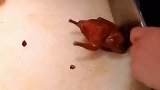 看来师傅是个老手，刀法娴熟干净利落，一分钟乳鸽就切好了