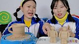 沙雕闺蜜DIY陶泥，做彩杯和萌版泥人，这么逗趣的礼物你想要吗