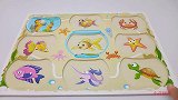 鱼缸里的海洋生物，木质玩具