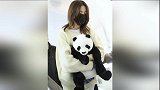 杨超越行程繁忙走路昏昏欲睡，一手紧抱熊猫一手被拉着行走超可爱
