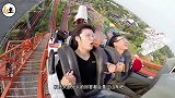 超惊魂的过山车，97度角骤然下降，体验者们吓到腿软