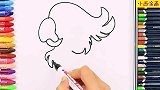 亲子趣味创意简笔画，给可爱的小鹦鹉涂上好看的颜色，色彩认知