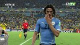 世界杯-14年-淘汰赛-1/8决赛-中场结束 乌拉圭卡瓦尼通道内质问裁判-花絮