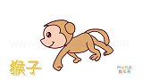 动物简笔画大全，画走路的猴子简笔画