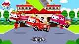 失火了 勇敢的消防车紧急出动扑灭火灾 动画片