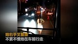 【河北】最牛挡道！女子马路悠闲散步，公交鸣笛无果无奈绕道