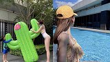 林志颖娇妻晒带娃游泳照美腿瞩目 豪宅曝光泳池堪比跑道