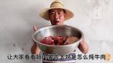 回乡第三天，老妈炖了一锅牛肉，里面加了点啥，三丰吃得津津有味