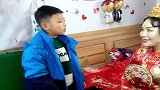 带着儿子女儿出嫁的新娘，新郎可太有福气了，一举三得！